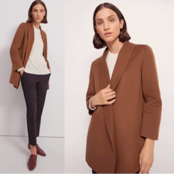 theory wool sileena double face open coat
